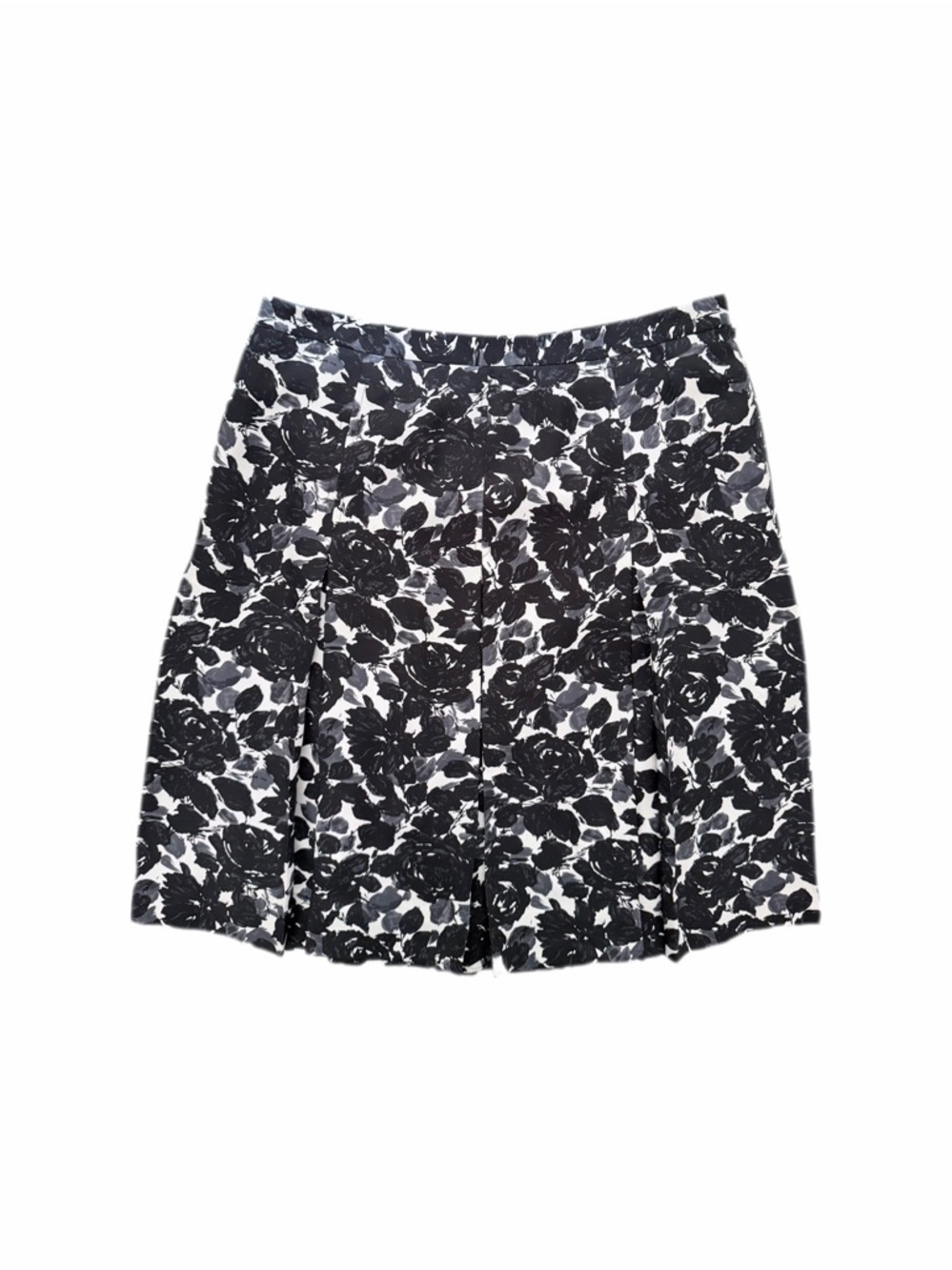 J. Crew Black and White Floral Asymmetrical Skirt